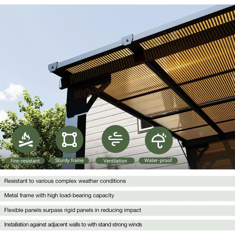 10' x 14', Gazebo with Sloped Roof, Large Wall-Mounted