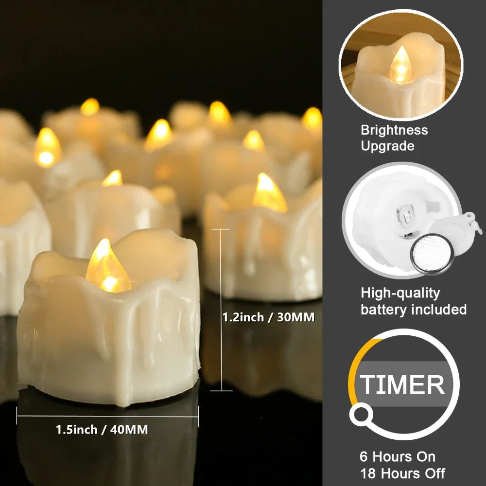 12/24Pcs Remote Flameless Votive Candles Flickering LED Tealights