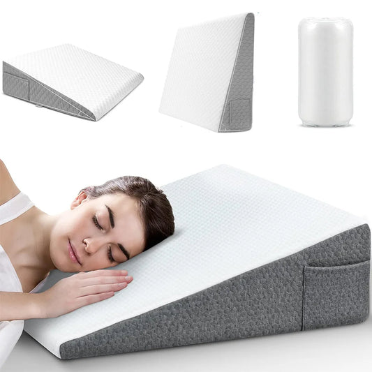 Bed Wedge Pillow for Sleeping, Soft Memory Foam Top