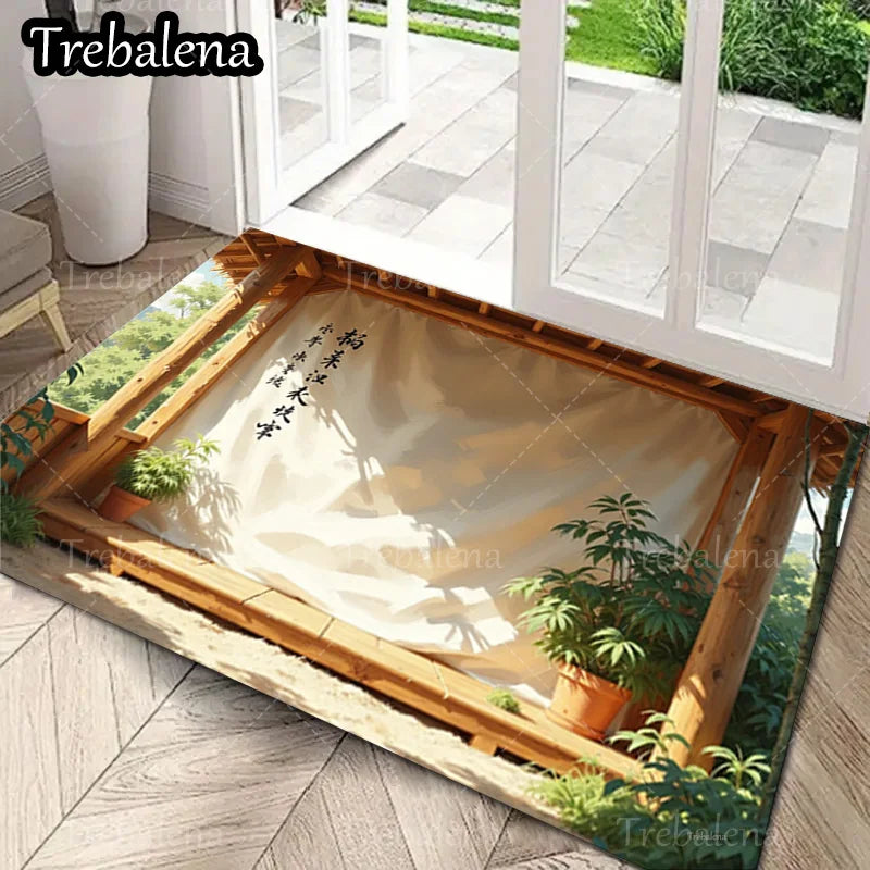 1pc Welcome Door Mat Indoor Outdoor Floor Garden View Rug