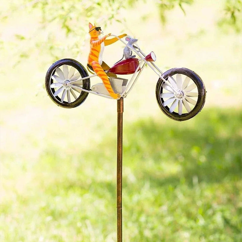 Vintage Bicycle Metal Wind Spinner Animal Motorcycle Windmill