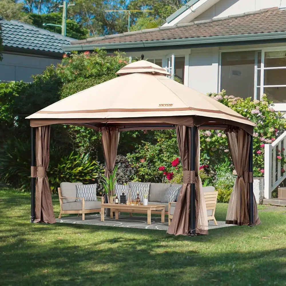 Patio Gazebo or 10-12 Person, 10 x 13 T with Mosquito Netting