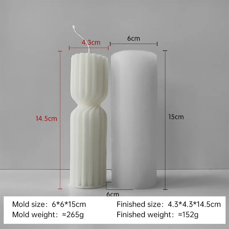 Striped Cylinder Aroma Candle Silicone Mold Soy Wax Candles Making Supplies