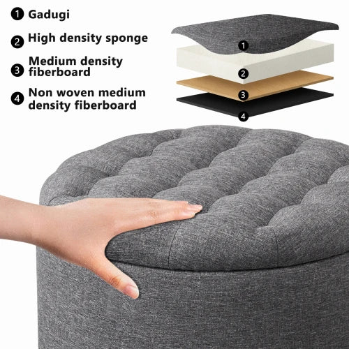 Button Tufted Accent Storage ,  Pouf  Removable Lid