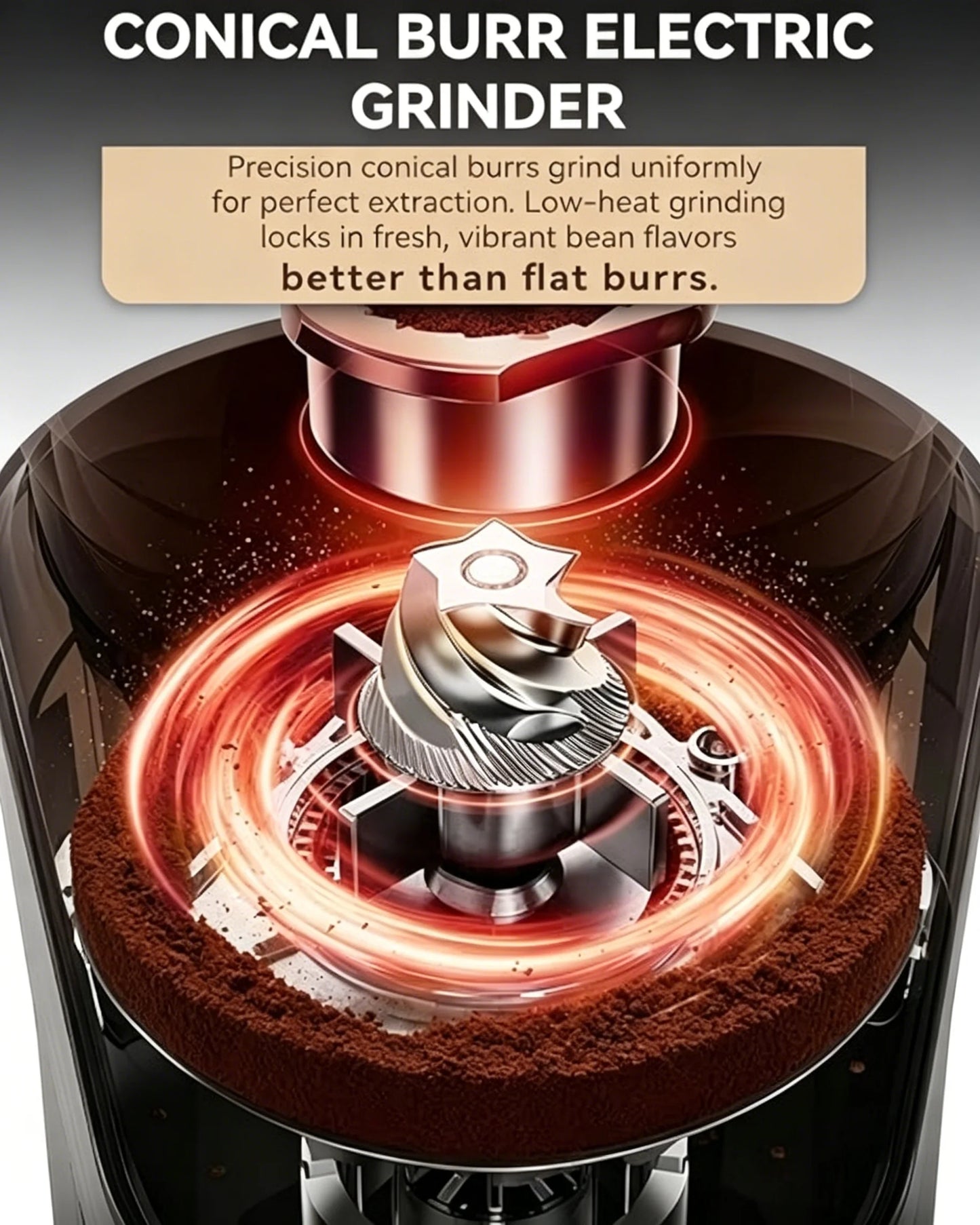 Conical Burr Coffee Grinder Stainless Steel 25 Grind Settings