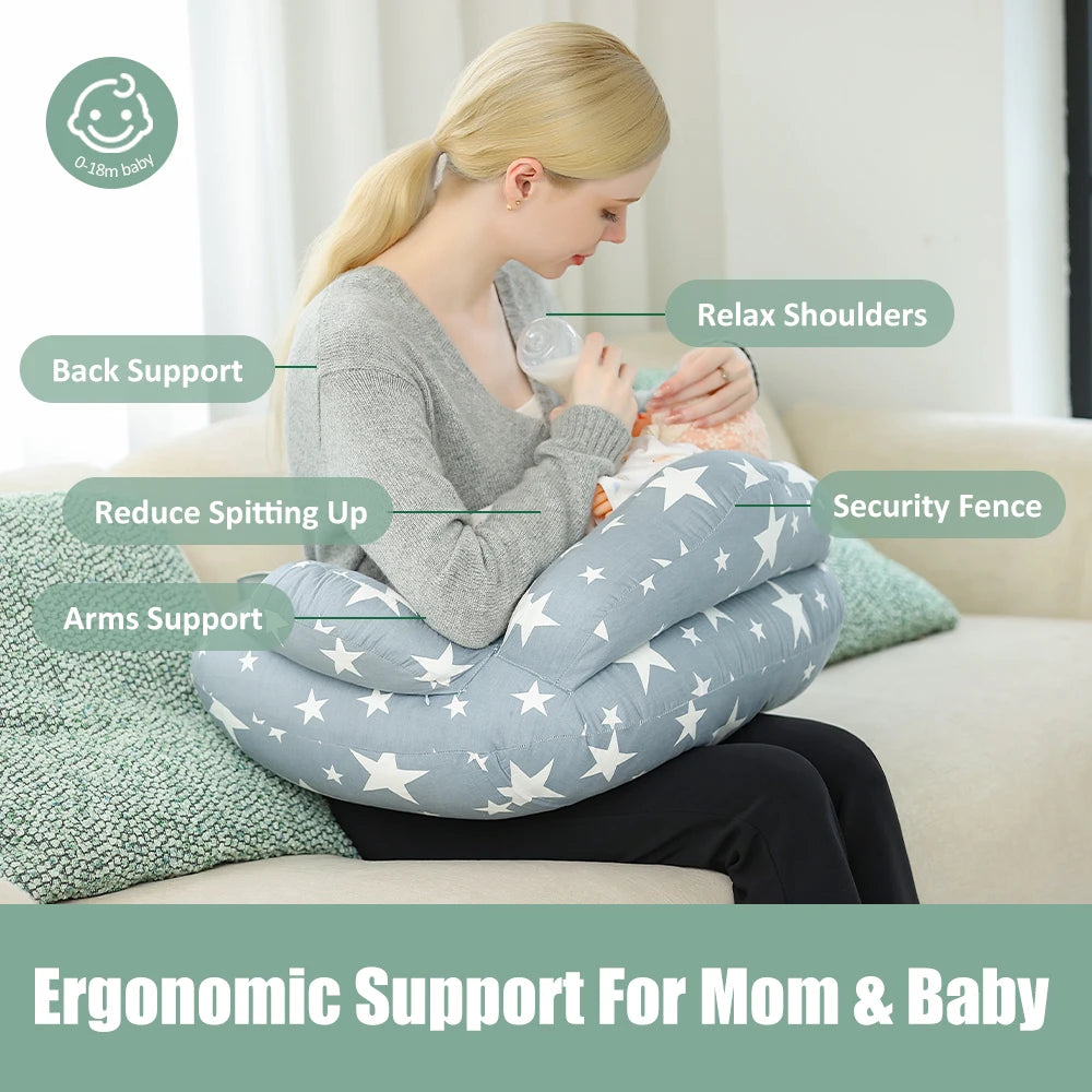 Adjustable Nursing Pillow for Breastfeeding, Removable Cover