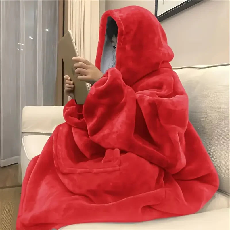 Soft Double-Sided Wearable Hooded Blanket Pajamas