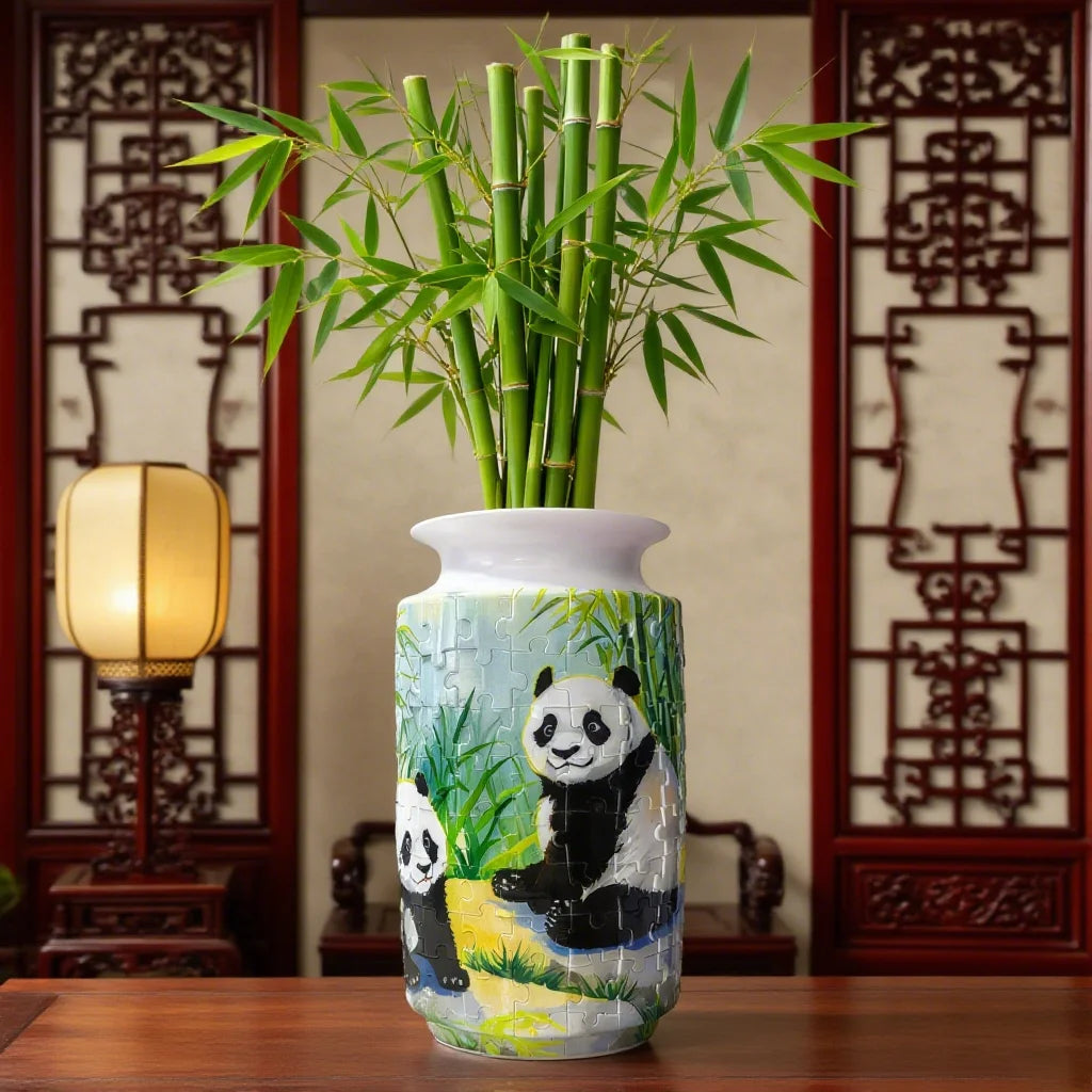 3D Flower Vase Puzzle Panda Porcelain Design Made Plastic