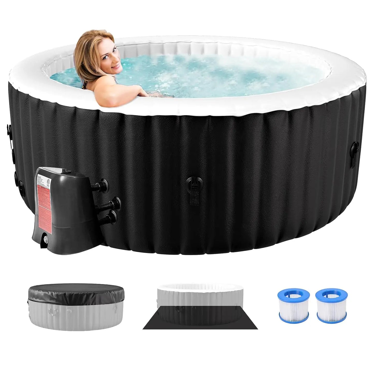 2-4 Person Inflatable Hot Tub,  120 Air Jets, Insulated, Custom