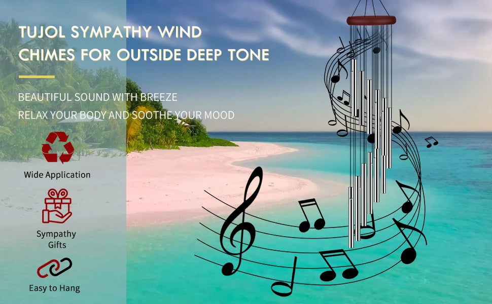 Memorial Wind Chimes for Outside Remembrance Wind Chimes Outdoor with 12 Long chimes