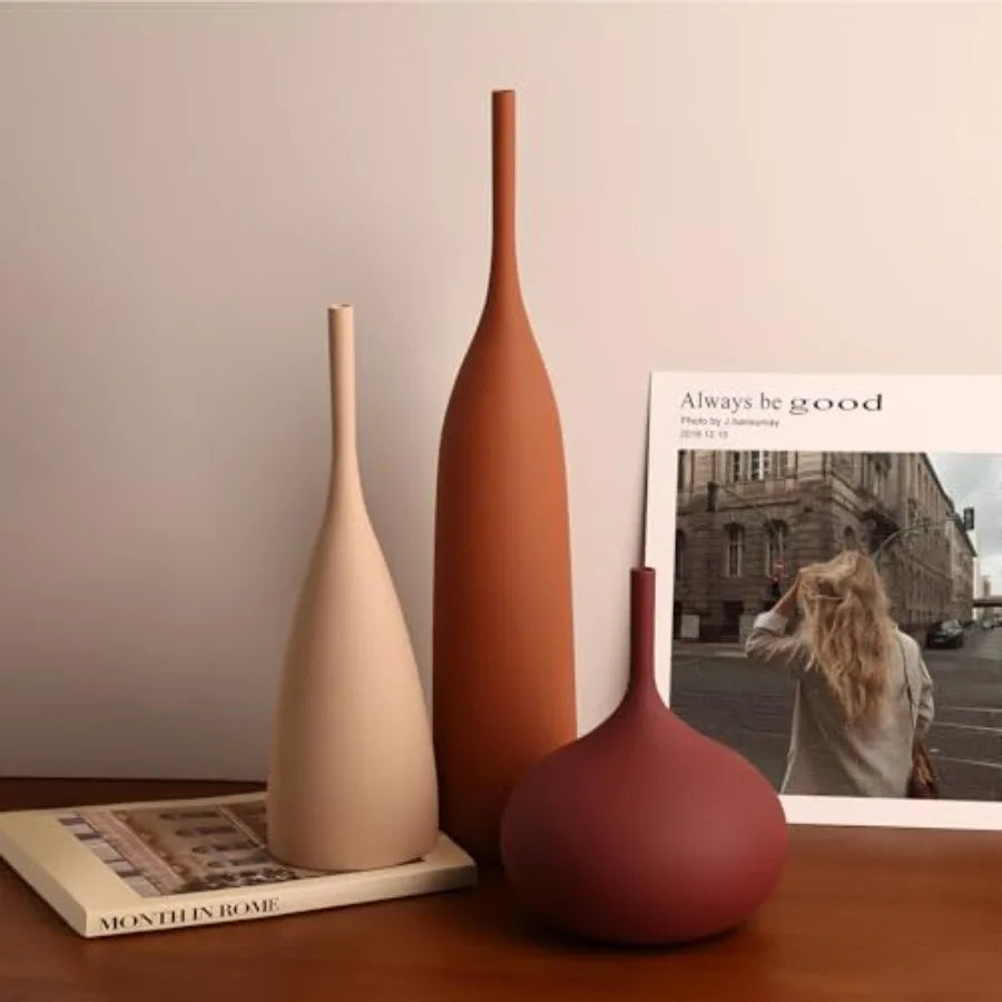 Ceramic Vases Set of 3, Modern Boho Vases