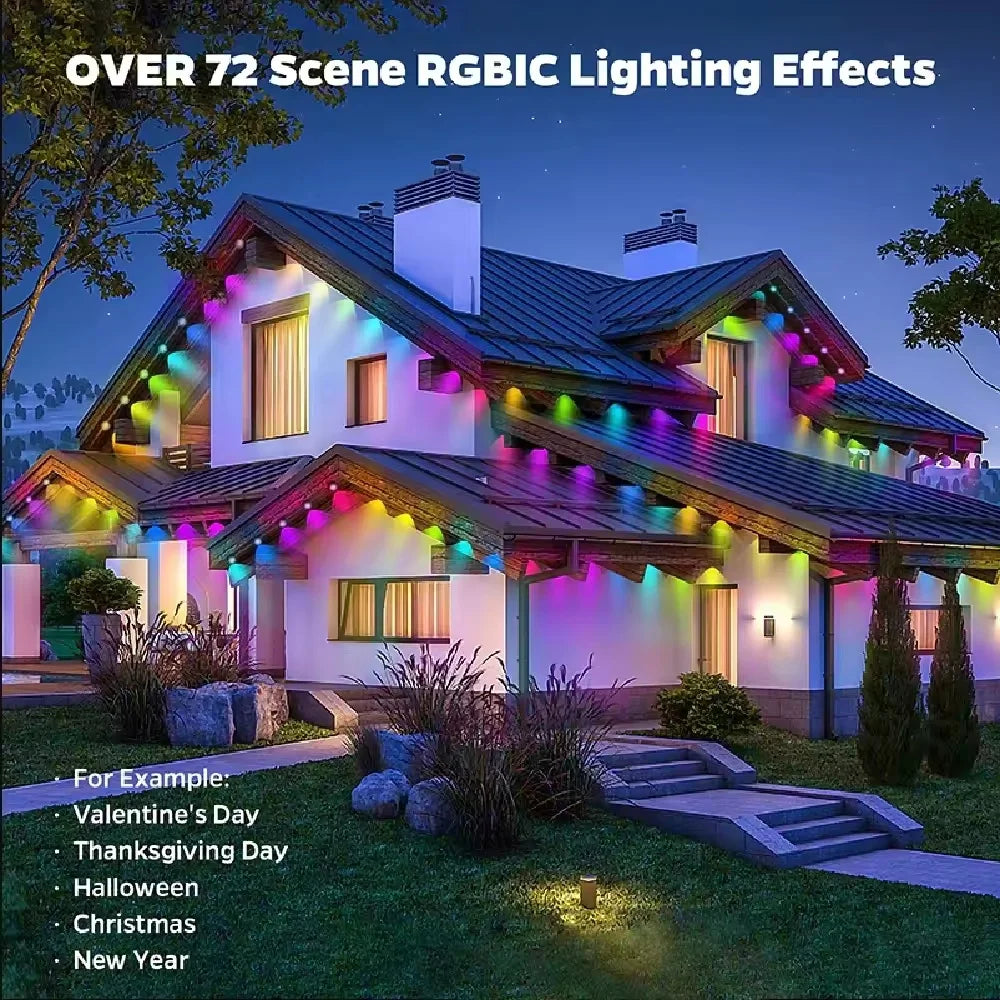 Smart Permanent Outdoor Lights Eaves Lights IP67 Waterproof Light String
