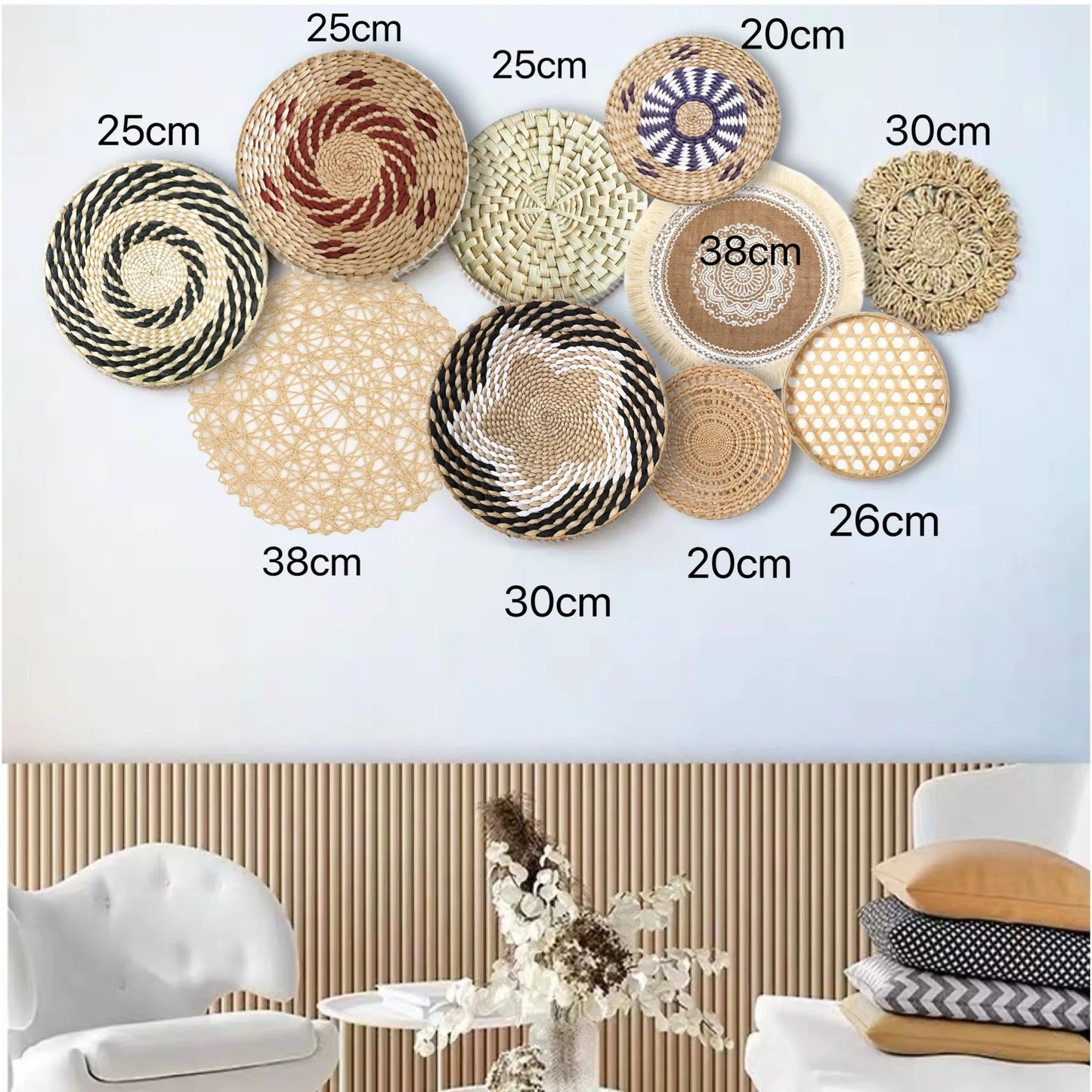 Boho Straw Wall Decor Grass Weaving Woven Tassel Wall Hanging