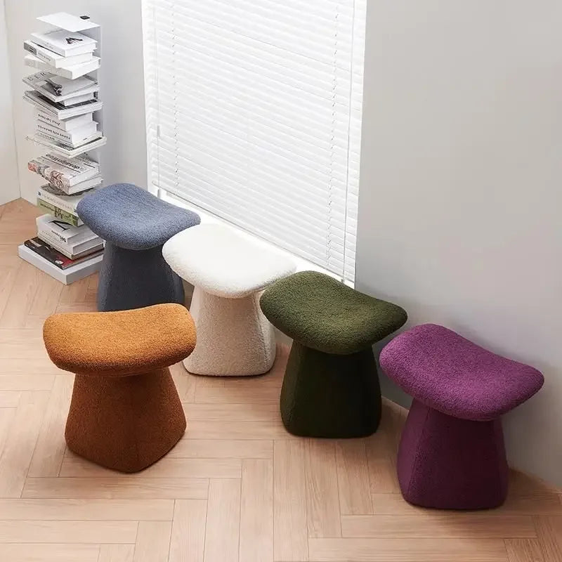 Nordic Ottoman Sitting Pouf Stool - Wooden Vanity Chair
