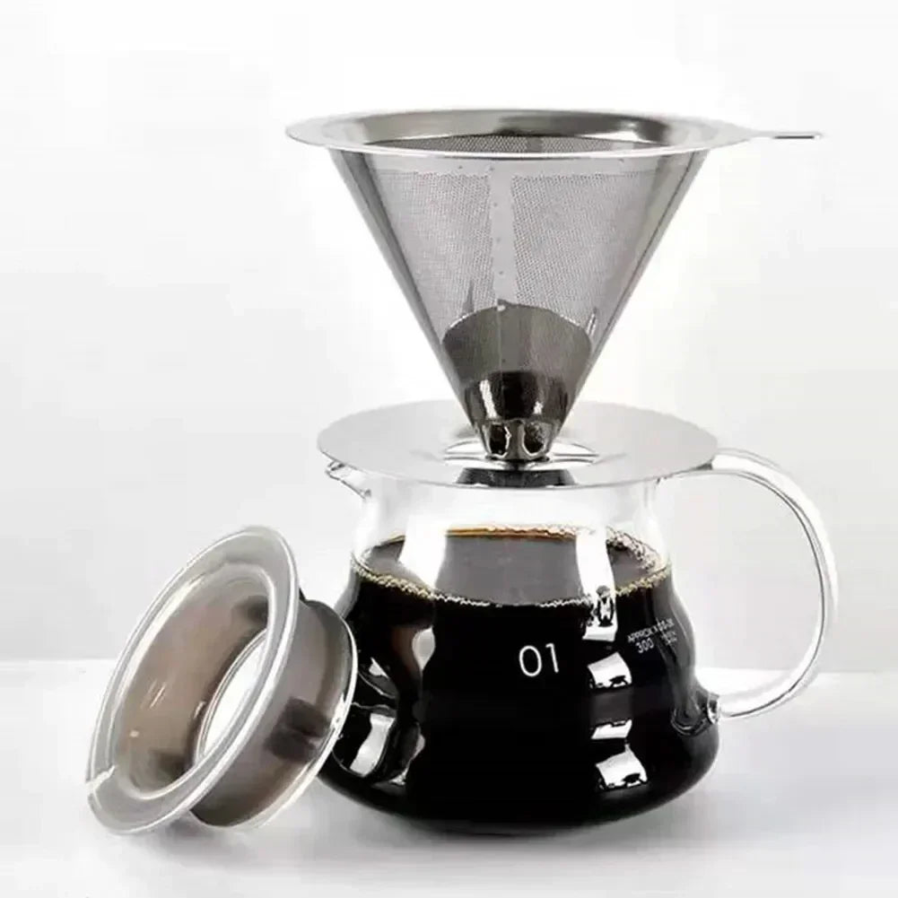 Reusable Coffee Filter Holder Double Layer Stainless Steel Strainer