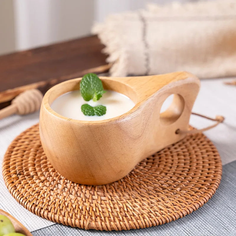 New200ml Outdoor Wood Cup Mug Coffee Milk Acacia-Wood