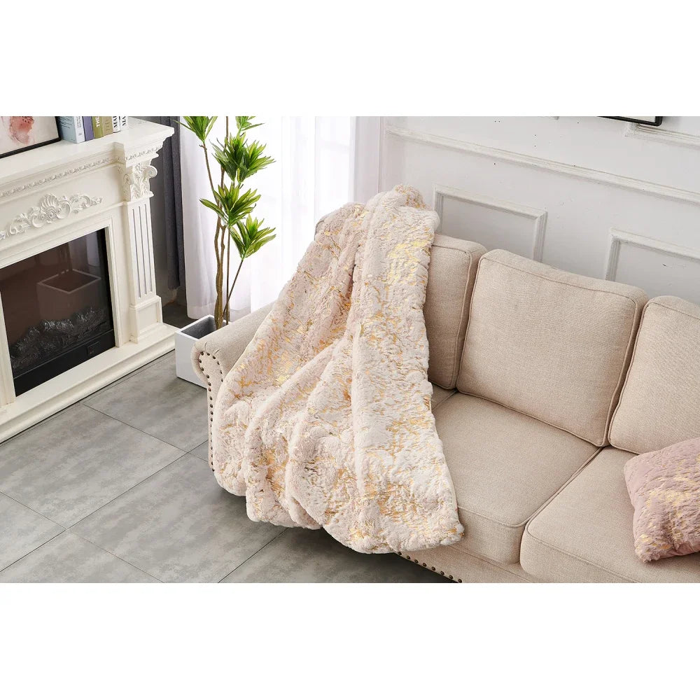 Chinchilla Faux Fur Dust Pink Throw Blanket (60" x 80")