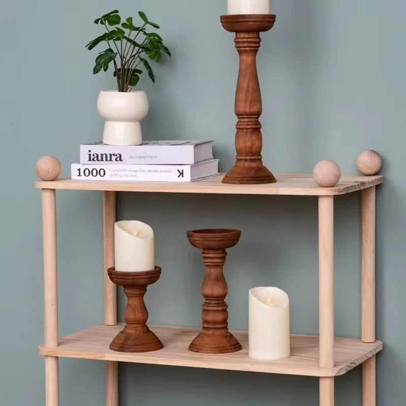 3pcs Rustic Farmhouse Wooden Candle Holders