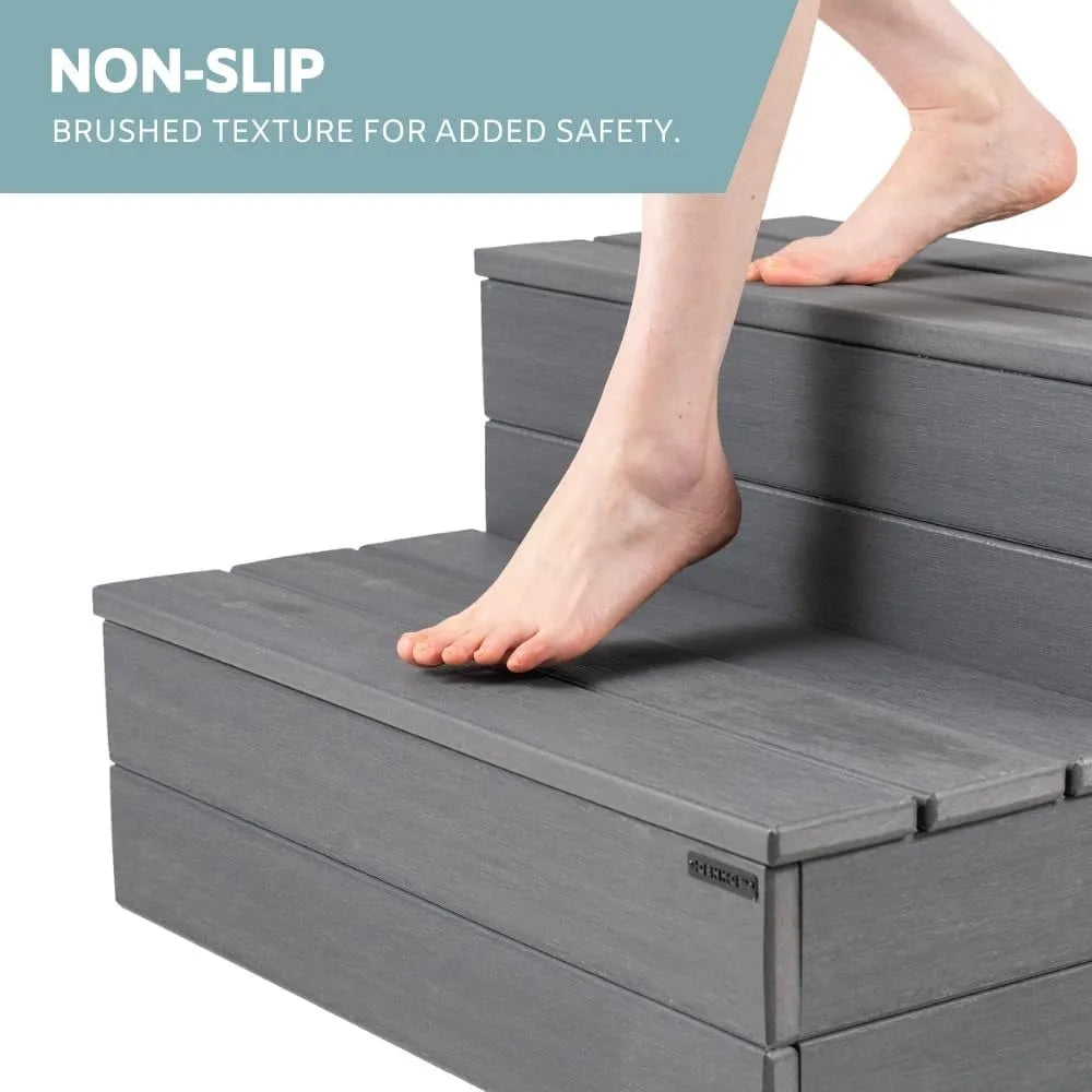 Hot Tub Steps - 100% Waterproof, Gray Non-Slip,