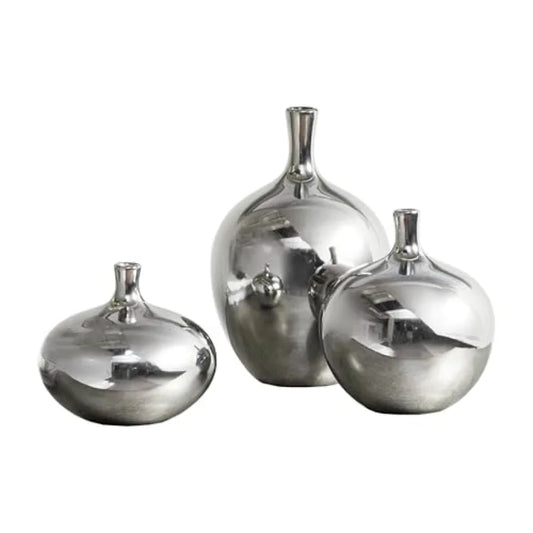 Ceramic Handmade Vase Set Home Décor - Metallic Accent