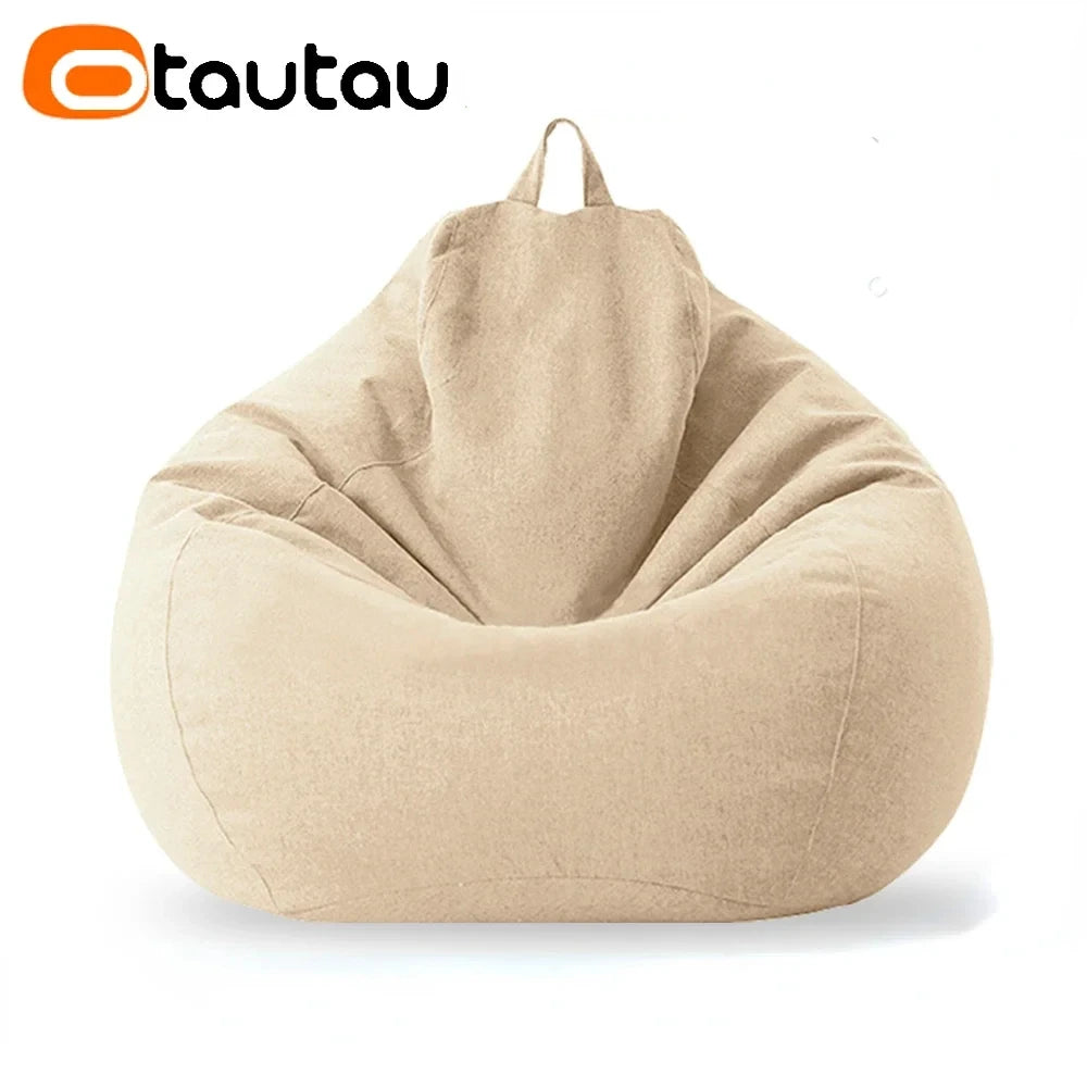 Filled 70cm Bean Bag Sofa with Filler Big Cotton Linen
