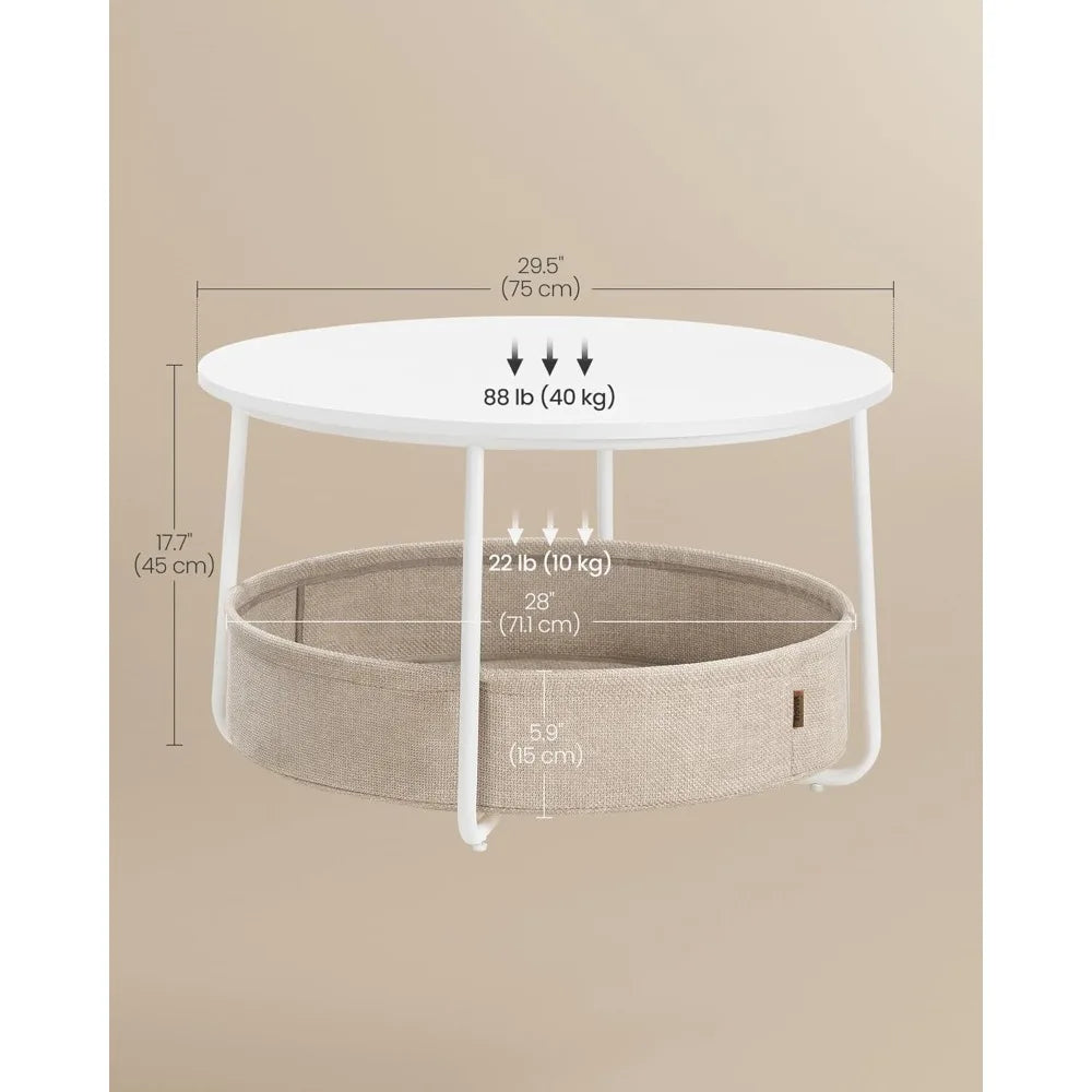 Coffee Table with Storage, Round Center Table