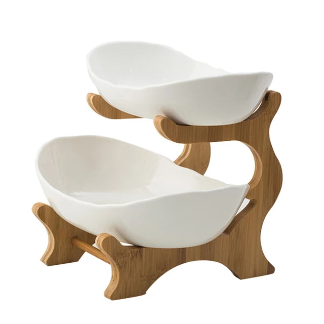 Stand Salad Bowl  Three-layer Plastic Fruit