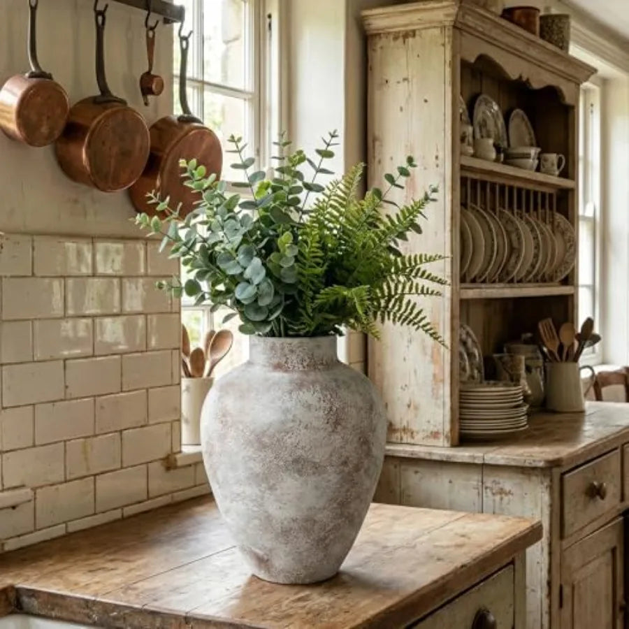 Large Vintage Ceramic Vase, Rustic Pottery