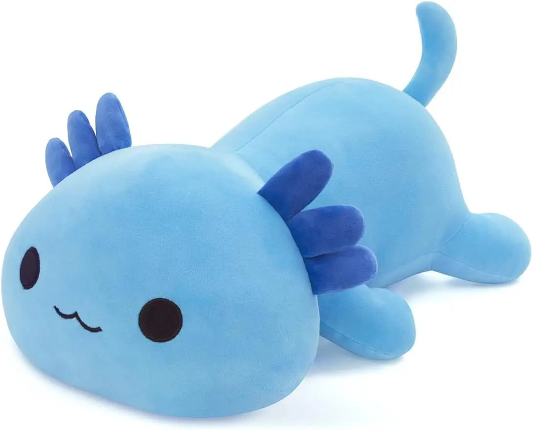Blue Axolotl Plush Pillow, Soft Stuffed Animal Toy, 12 Inch