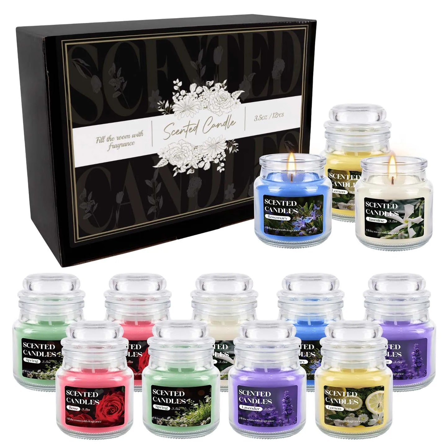 12 pieces of rotating bottle cap scented candles (small size), with 6 fragrance options