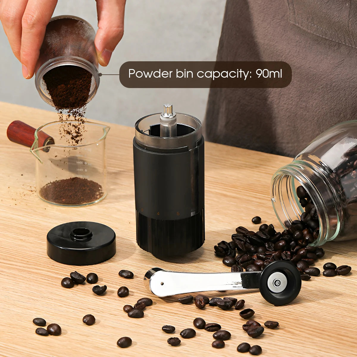 Manual Coffee Bean Grinder Detachable And Adjustable 5-Stage