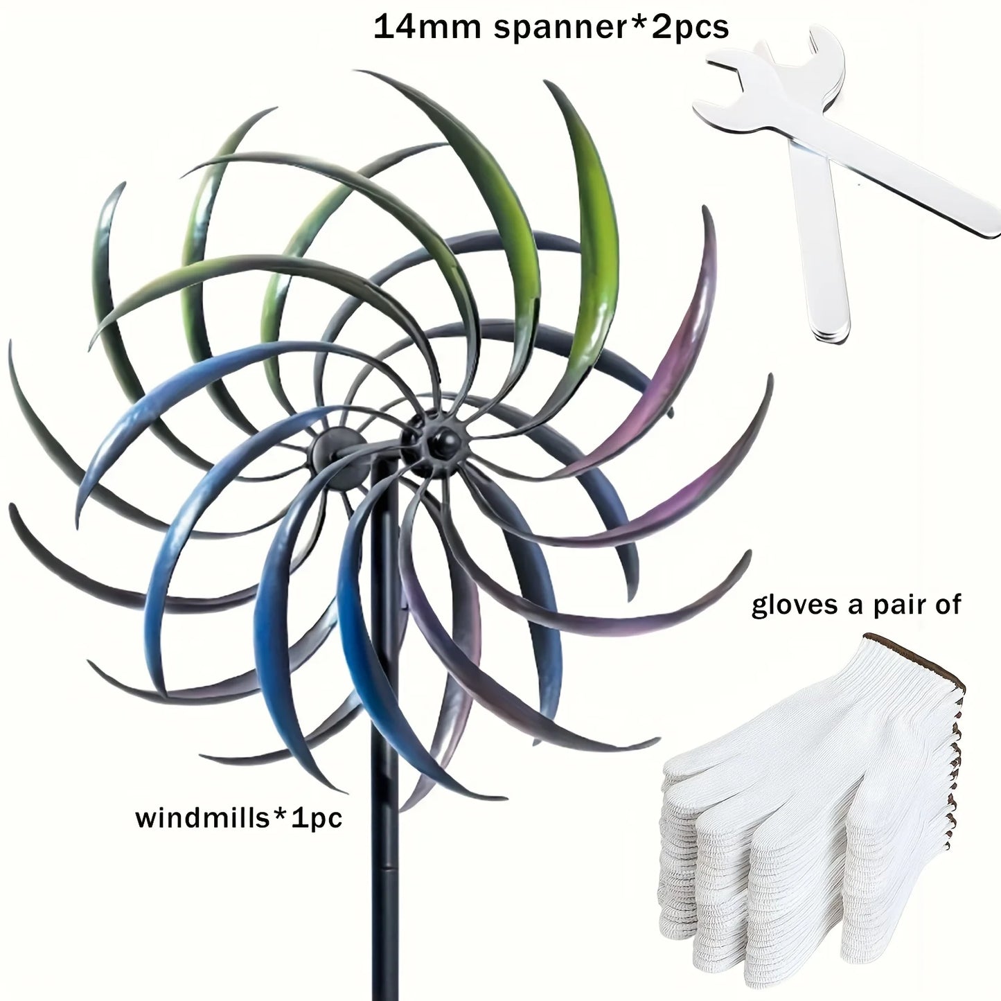 Large Metal Wind Spinner with 360° Rotating Dual-Blade Windmill