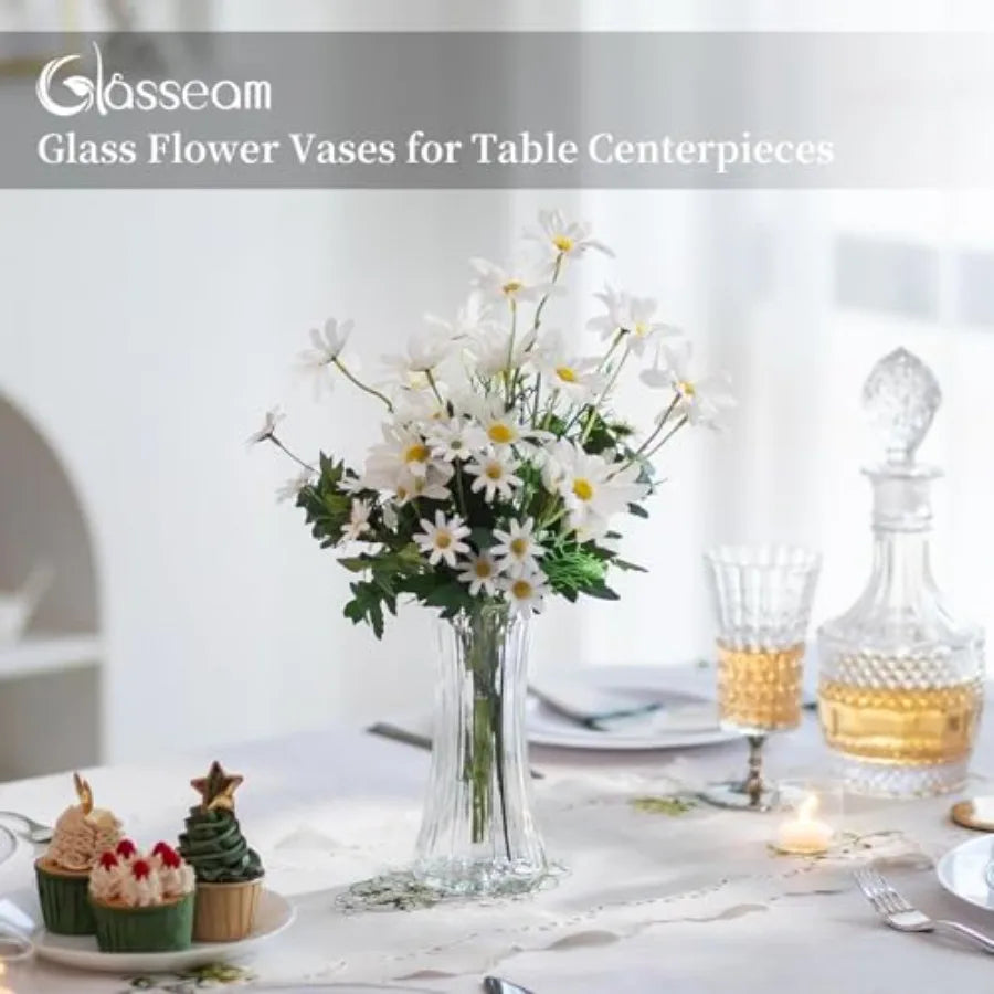 Glass Vase for Home Decor: Clear  - 7.5" Tall