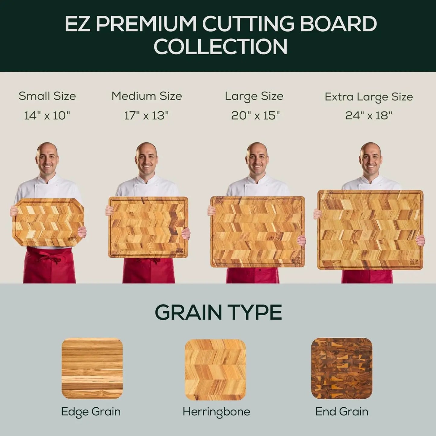 Extra Large (XL) Teak Edge Grain Cutting Board, Reversible