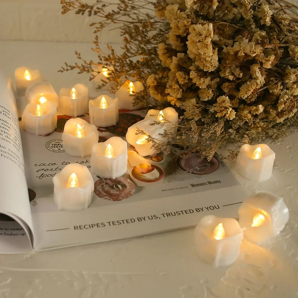 12/24Pcs Remote Flameless Votive Candles Flickering LED Tealights