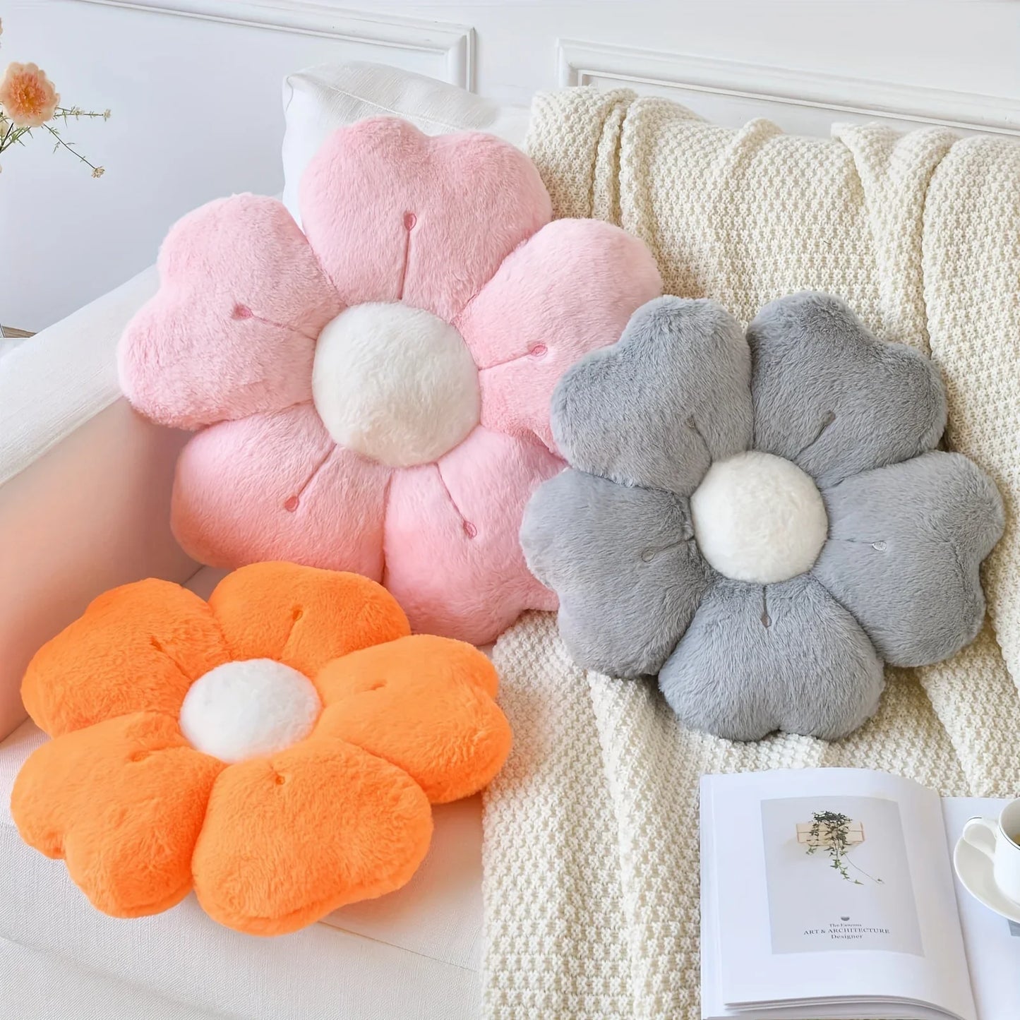 Plush Pillow Comfortable Daisy Flower Shaped