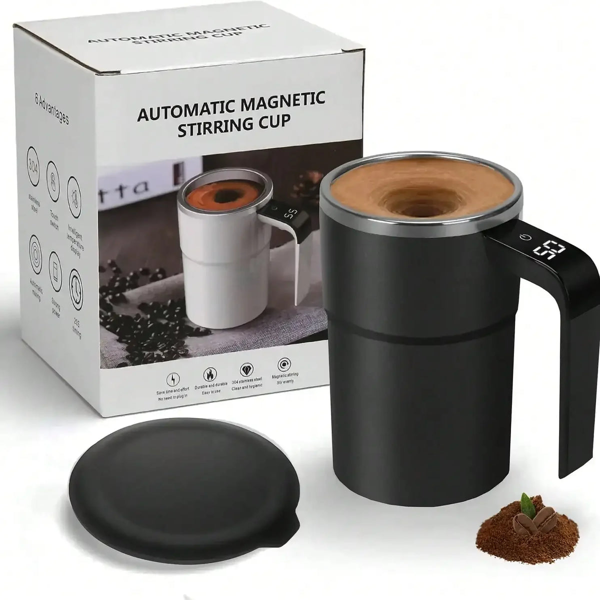 Automatic Stirring Coffee Mug With Temperature Display