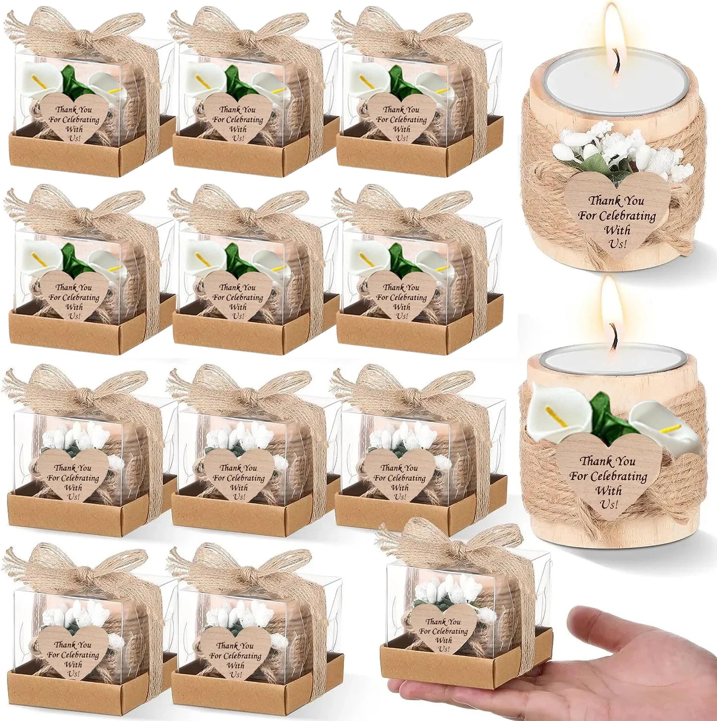 6/12/24PCS Guest Gift Candle Wooden Tealight Candle Holders