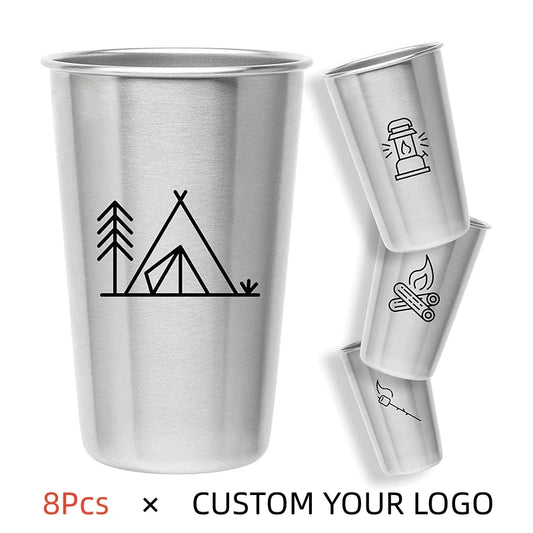 Stainless Steel Beer Cup Set of 8 Pieces, 500ML,