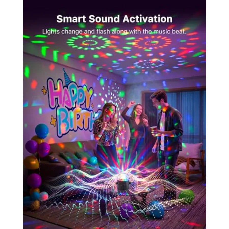 3 Pack RGB Disco Ball Lights with Sound Activation and 4.9ft Type C Cable
