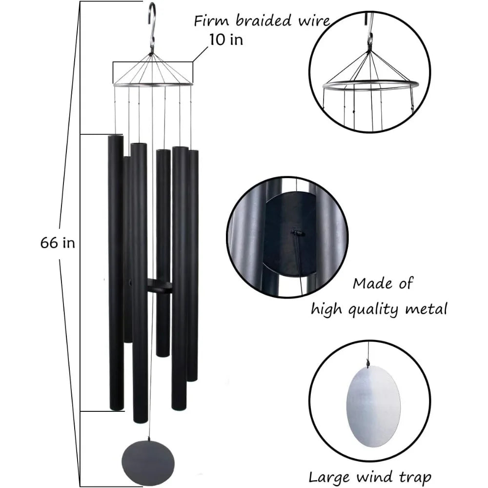 66" Extra Large Wind Chimes,Deep Tone 6 Metal Tubes