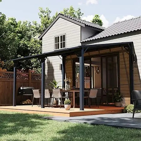 10' x 14', Gazebo with Sloped Roof, Large Wall-Mounted