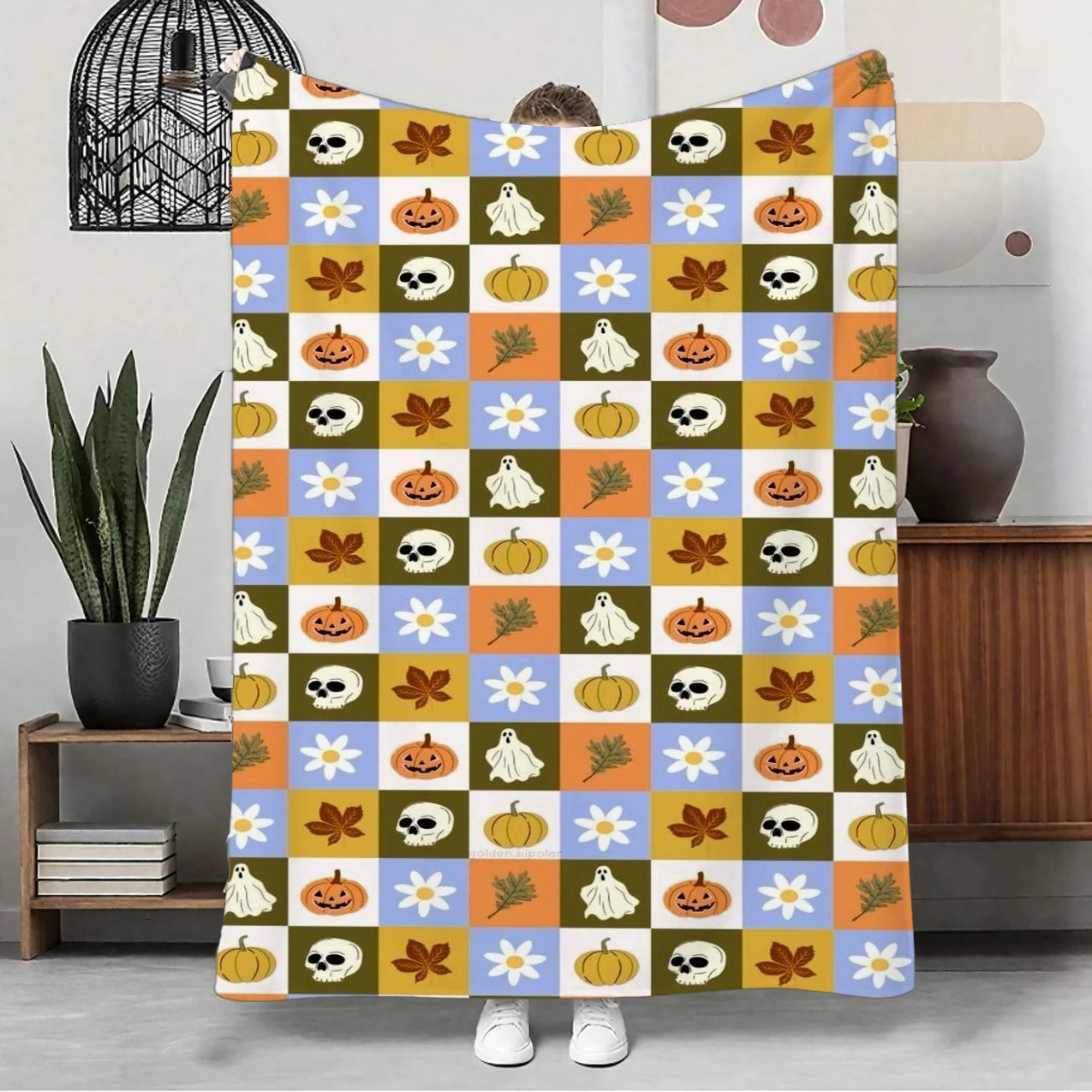 1pcs Checkered Pattern Throw Blanket