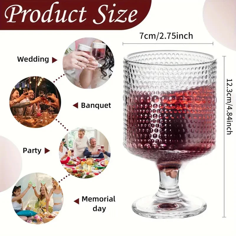 8PCS/Set Vintage Wine Drinking Goblet Glasses Water Goblets