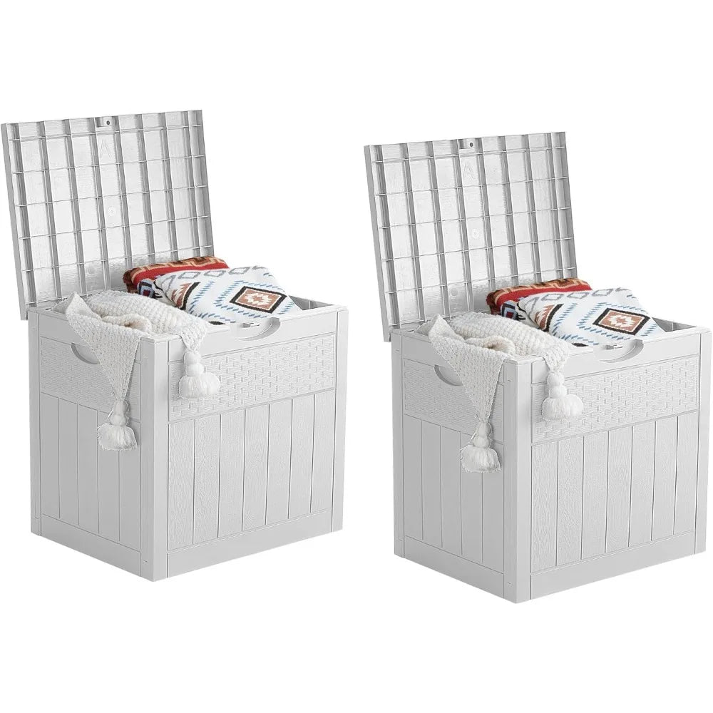 33 Gallon Deck Box Set of 2, Small Outdoor Storage Box Waterproof