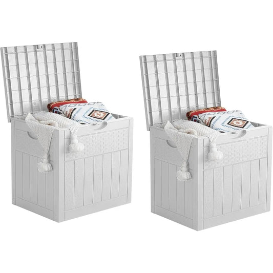 33 Gallon Deck Box Set of 2, Small Outdoor Storage Box Waterproof