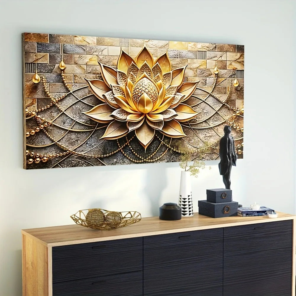 Abstract black gold floral canvas art, 1.5 inches wood