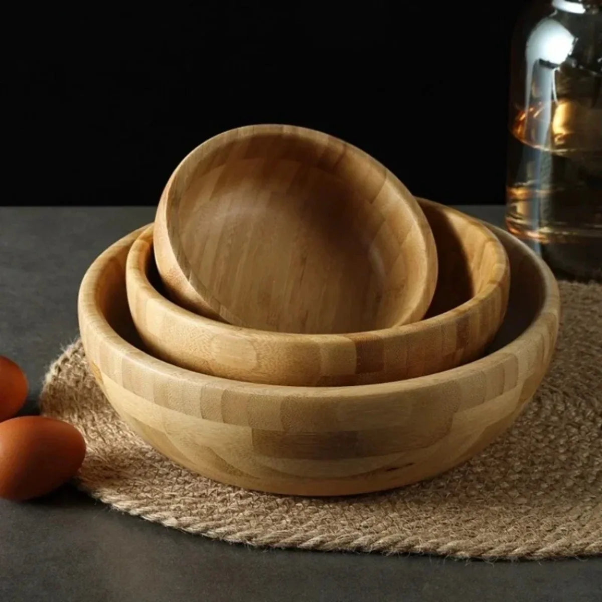 Large Bamboo Salad Bowl Wooden Mixing Bowl