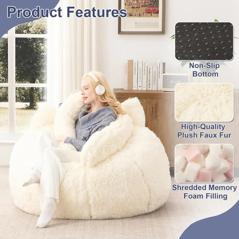Giant Plush Faux Fur Bean Bag Chair -