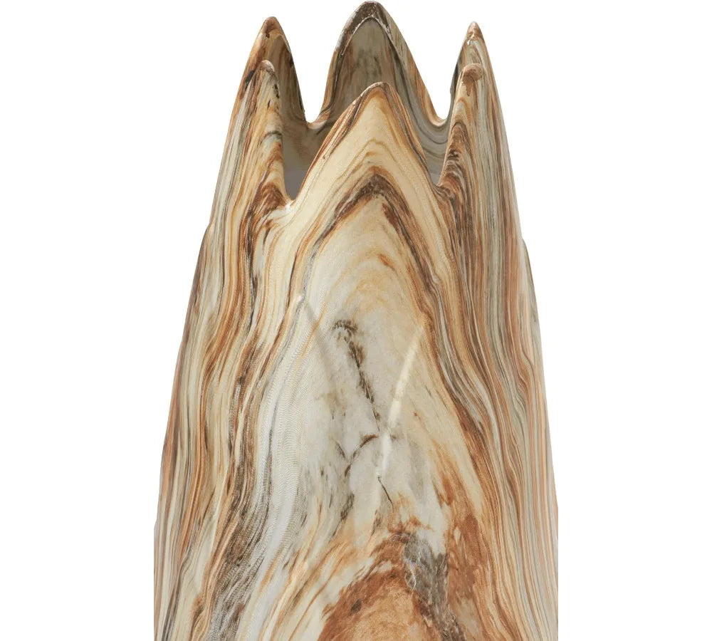 Modern Ceramic Vase with Marbled Finish, 7x7x21 Inches